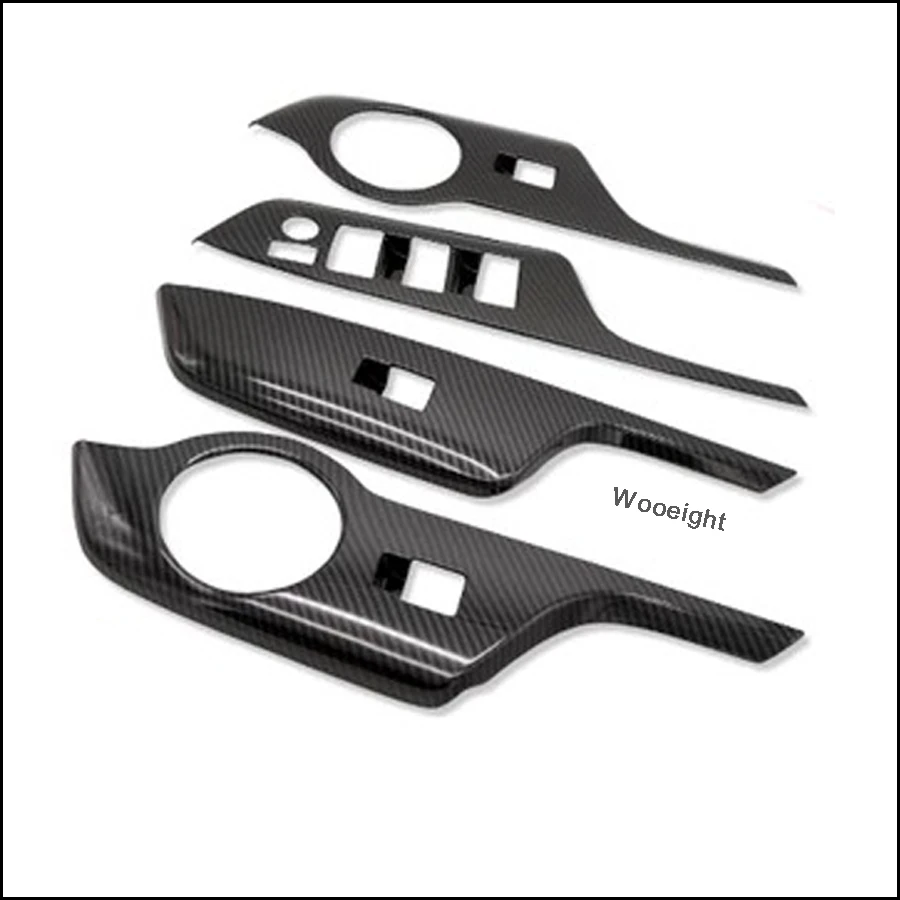 4Pcs Car Carbon Fiber Door Handle Window Button Lift Cover Trim For Toyota C-HR CHR 2017 2018 Inner Door Styling Frame (2)
