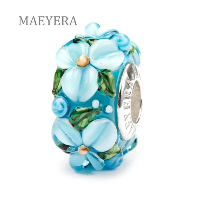 MAEYERA подлинное 925 пробы серебро светильник синий стерео лепестки из муранского