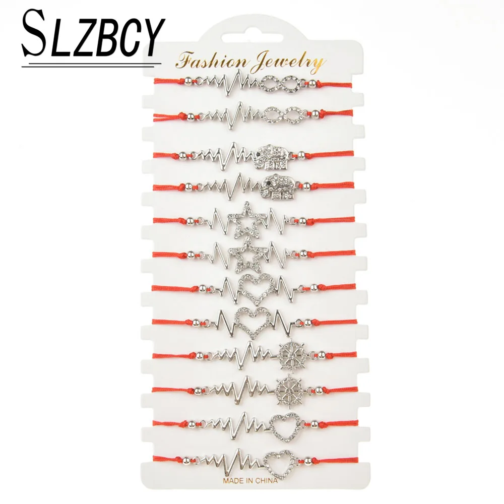

12 pcs/lot Infinite Love Heart Charm Bracelets Gold Silver Color Elephant Rhinestone Bracelet Women Adjustable Jewelry Fashion