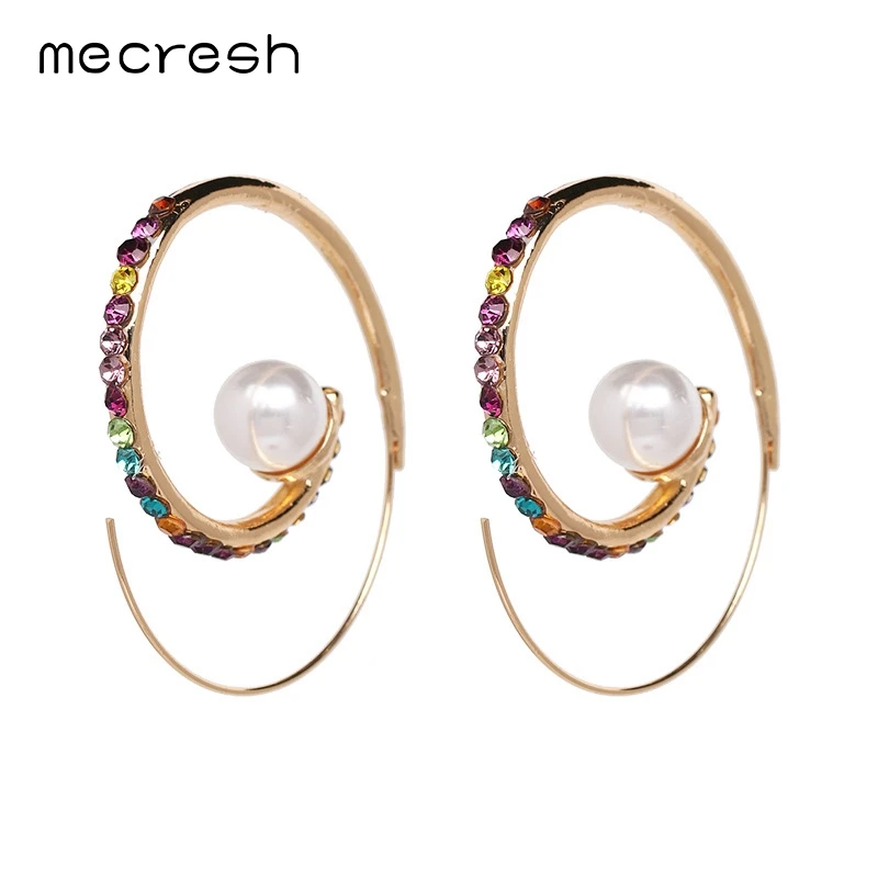 

Mecresh Statement Simulated Pearls Circle Hoop Earrings for Women Indian Big Round Summer Earrings Hoops Party Jewelry MEH1188