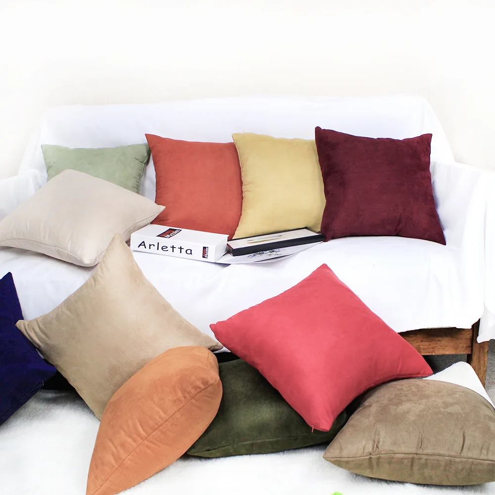 

40x40/45*45/50/55/60/65/70 Thick Suede Cushion Cover Solid Color Custom Fashion Throw Pillow Case For Chair Sofa Bed Home Decor