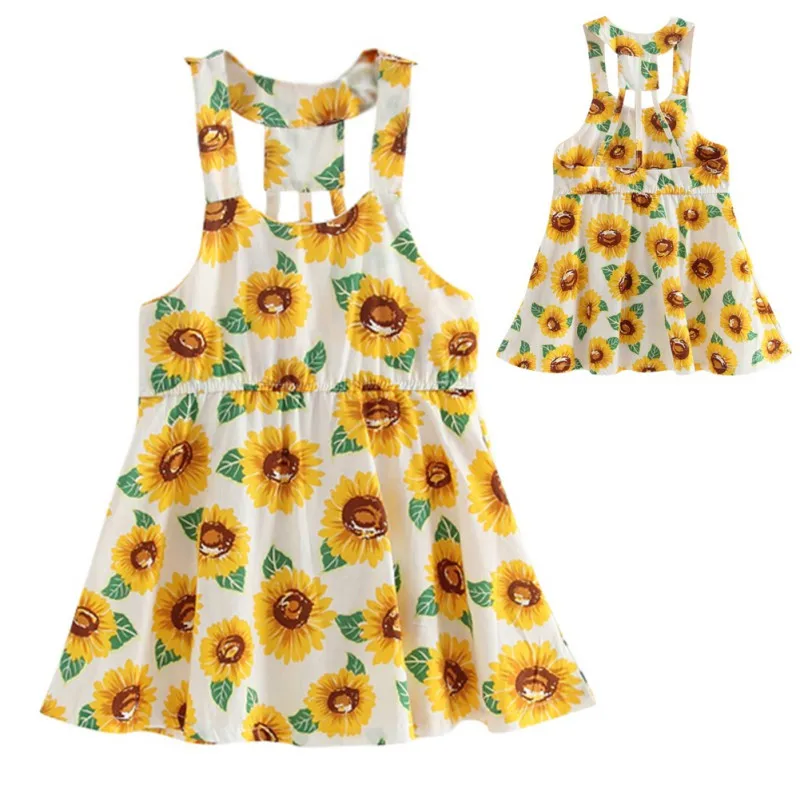 

2018 Summer Baby Girls Cute Dress Kids Sunflower Printing Sleeveless Dresses New-arrival Fashion Suitable Clothing