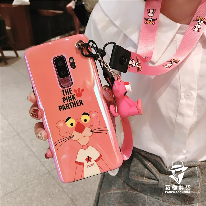 SAM Note 9 Cartoon Pink Leopard Case Cute TPU soft back Cover For Samsung S7 Edge/S8/S8 plus/S9/S9 plus/Note 8 case +toy+Straps |