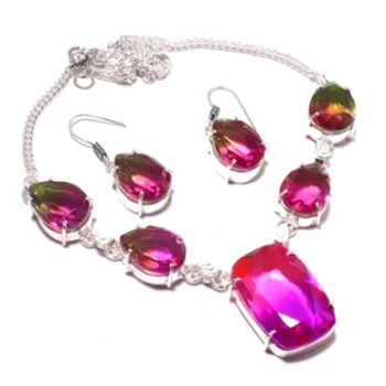 

Bi-Color Necklace + Ering Silver Overlay over Copper , 45.9 cm, N4053