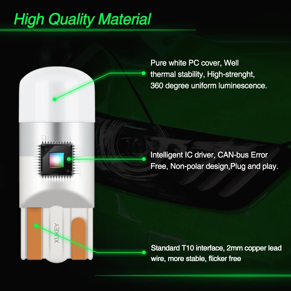 Xukey автомобиля T10 светодиодный Клин лампочки 501 168 W5W номерной знак сбоку чтение Кабины Грузового лампы 6000 К ксенон белый 12V 3W с can-bus