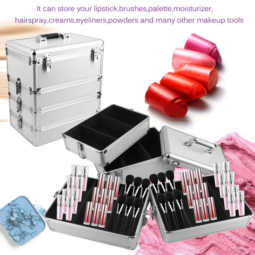 

Four Layers Beauty Portable Make Up Cosmetic Box Large Capacity Travel Carry Case Organizer Jewelry Storage Container
