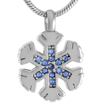 

IJD9530 Black/White/Blue/Pink Crystal snowflakeStainless Steel Cremation Jewelry Hold Human/Pet Ashes Memorial Urn Pendant women