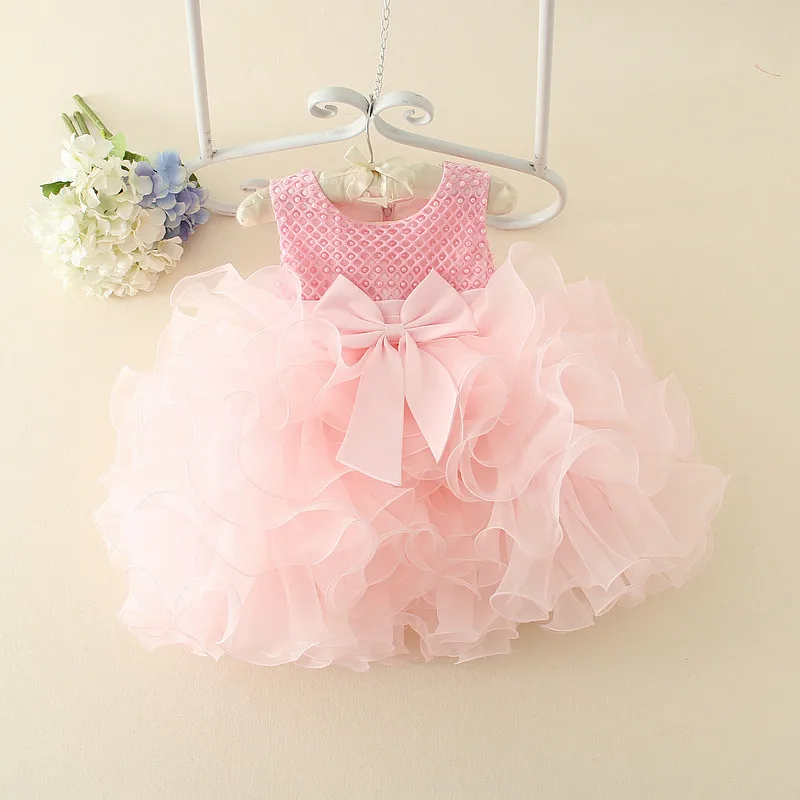 Многослойное розовое платье для маленьких девочек фиолетовое мини-платье принцессы для девочек, вечерние платья для маленьких девочек 1, 2, 3 лет, RKF194035 - Цвет: Розовый