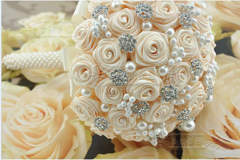 EMS Free Shipping Handmade Custom Ivory Ribbon Artificial Roses Brooch  Bridal Bouquet Holding Flower for Wedding|flowers sparkles|brooch  buttonbrooch making - AliExpress