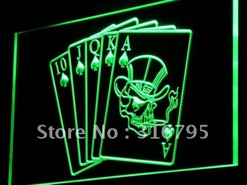 I942 Royal Flush Casino Poker Game Gift Light Signs On/Off Switch 20 + Colori 5 Taglie