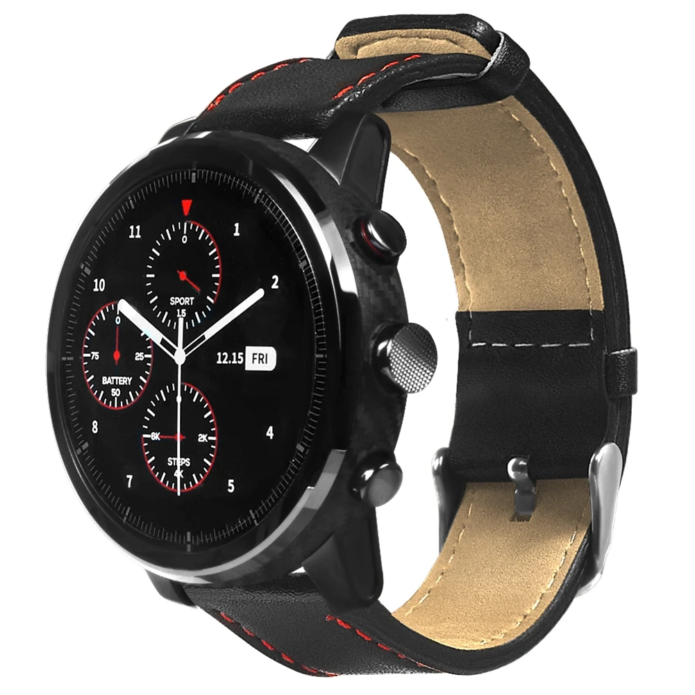 Hangrui ремешок из натуральной кожи для Xiaomi Huami Amazfit Pace Stratos 2 2S ремешок 22 мм смарт-часы наручные аксессуары