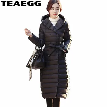 

TEAEGG Black Hooded Ultra Light Down Jacket Women Clothing 90% White Duck Down Womens Winter Jackets Parkas Doudoune Femme AL96