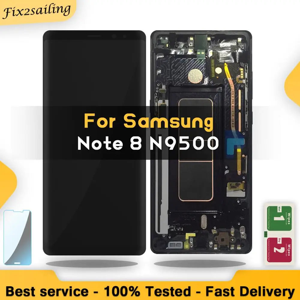 

New 6.3" SUPER AMOLED Display For SAMSUNG Galaxy NOTE8 LCD N950 N950F Display Touch Screen Replacement Parts With Frame