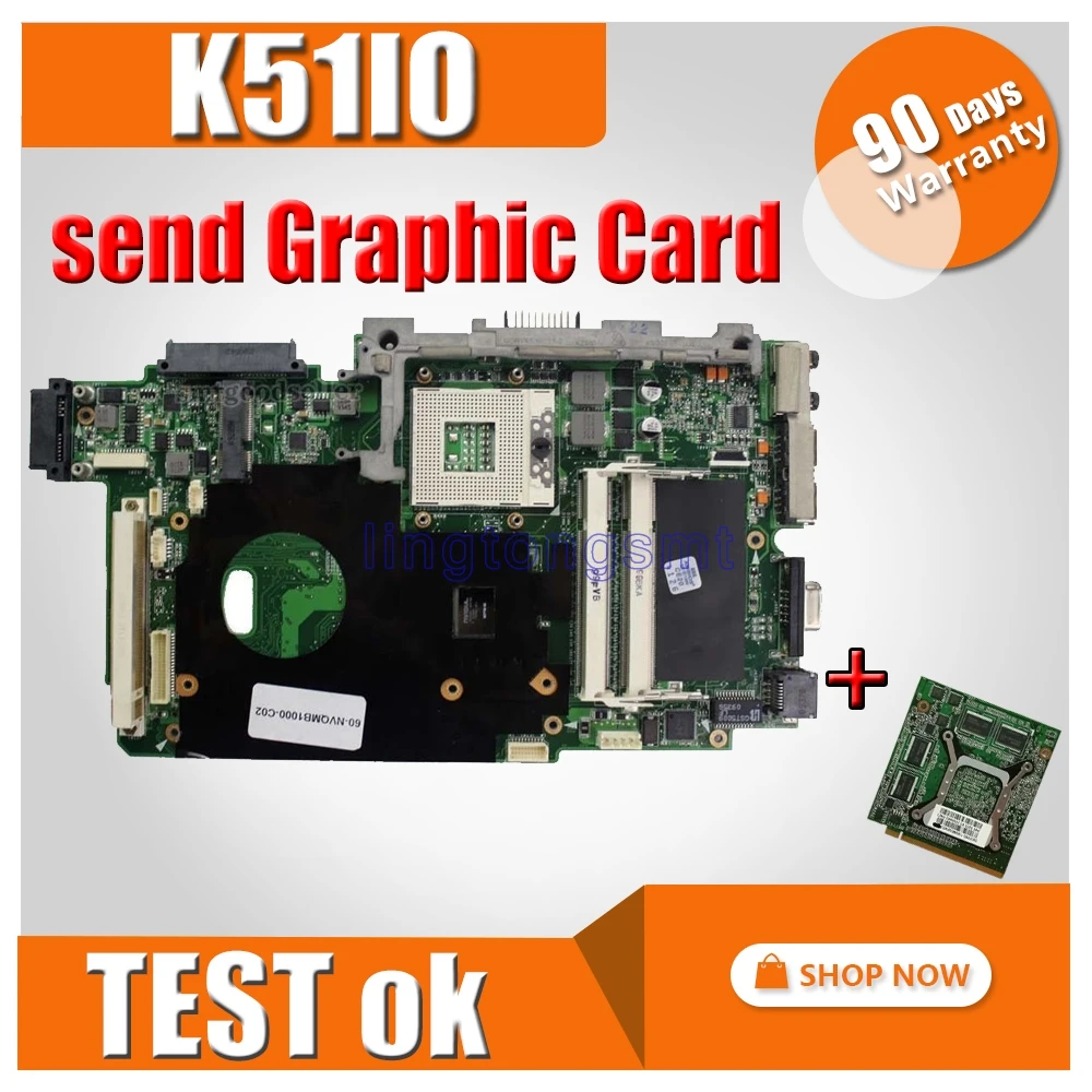 

laotop motherboard+1GB GT220M Graphic Card For ASUS K51 K51IO K61IC K70IO Pro66IC X66IC K61IC Pro79L K70IC X70I laptop Mainboard