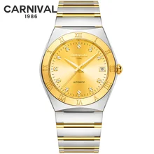 Швейцарские карнавальные роскошные часы, мужские водонепроницаемые золотые стальные автоматические механические часы, высокое качество, мужские часы с Т-образным календарем