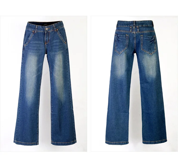 Новое поступление весенние и осенние джинсы женские брюки размера плюс 34 свободные модные длинные большие расклешенные женские брюки джинсы - Цвет: style 900