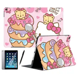 Cartoon сладости рисунок «Hello Kitty» розовый Пончики из искусственной кожи Смарт чехол для Apple iPad Air 2 9,7 "2017 5th 6th поколения 2018 мини 4