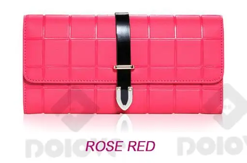 DOLOVE пряжка женский кошелек Европейский Американский стиль Сумочка Дамский кошелек решетчатый узор и брендовая кожаная длинная Мода - Цвет: Розовый
