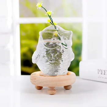 

O.RoseLif mascot Terrarium Borosilicate Hanging Glass Mascot Owl Vase Table Flower Vase Business Birthday Party Decorations