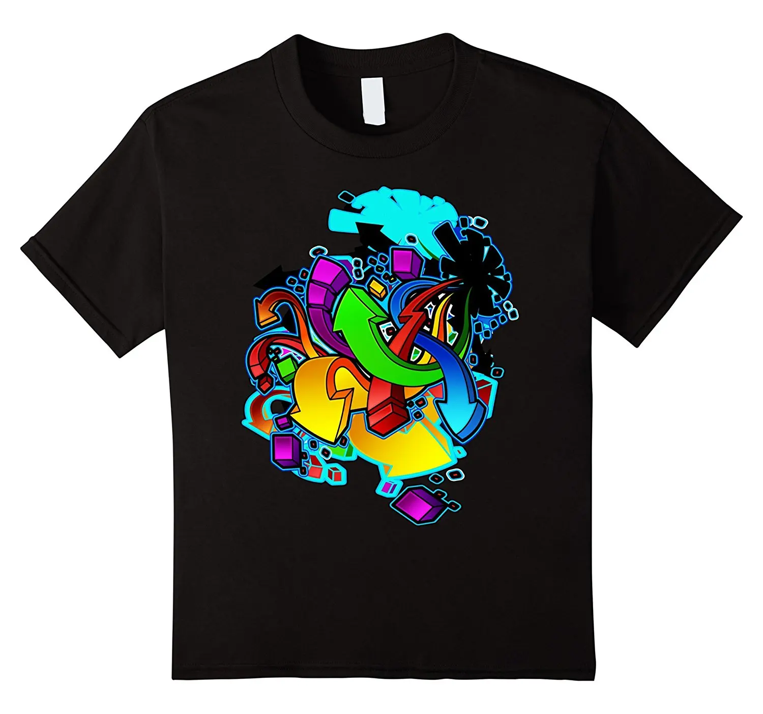 2017 Latest Funny Men O Neck Print Short Short Sleeve Print Graffiti