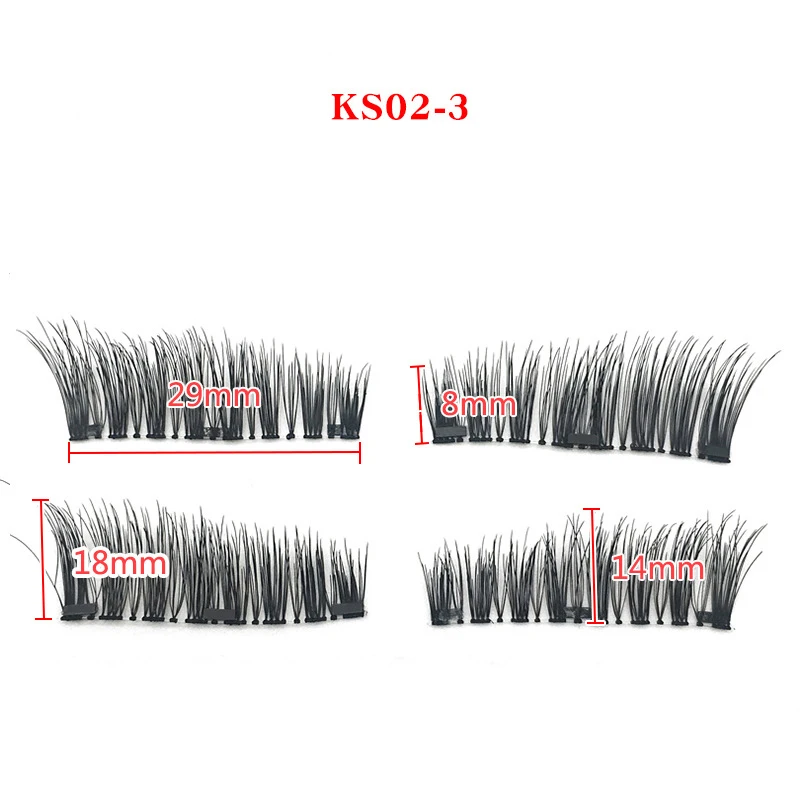 4 шт./пара 3 Магнитная ресницы 3D Накладные ресницы с 3-мя магнитами, ручная работа, натуральные длинные волосы наращивание ресниц с подарочной коробкой
