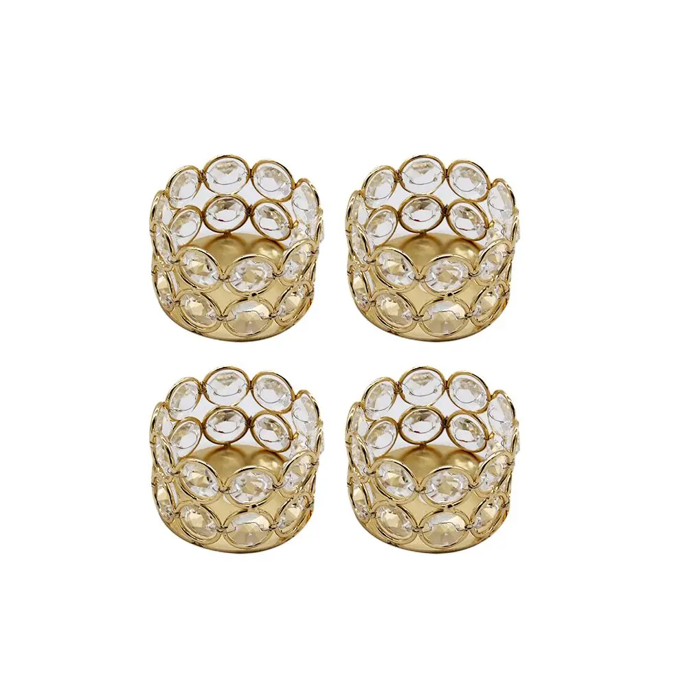 

VINCIGANT Gold Crystal Metal Tea Light Glass Candle Holders for Coffee Bar Table Centerpieces Stands Home Wedding Decoration