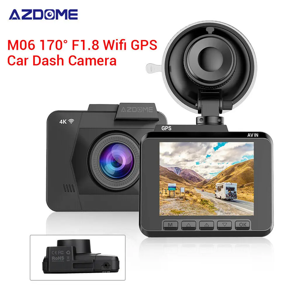 Автомобильный видеорегистратор AZDOME M06 4K HD 2160 P/24FPS ультра gps Wi Fi парковки монитор