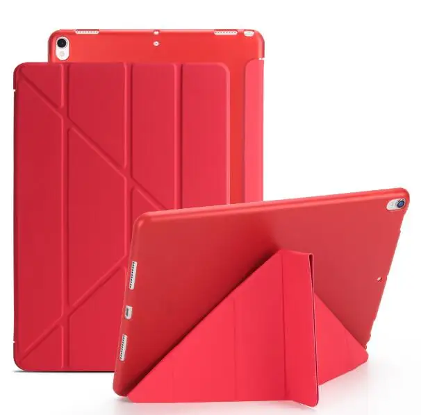 Для новых iPad Air 10,5 ТПУ чехол для iPad Pro 10,5 A1701 A1708 Тонкий Смарт Пробуждение сна Подставка для планшета силиконовый чехол+ ручка - Цвет: Красный