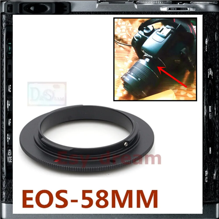 EF-58 с объективом 58 мм Macro обратное Кольцо адаптер для EOS-58 Canon DSLR Камера EF EF-S |