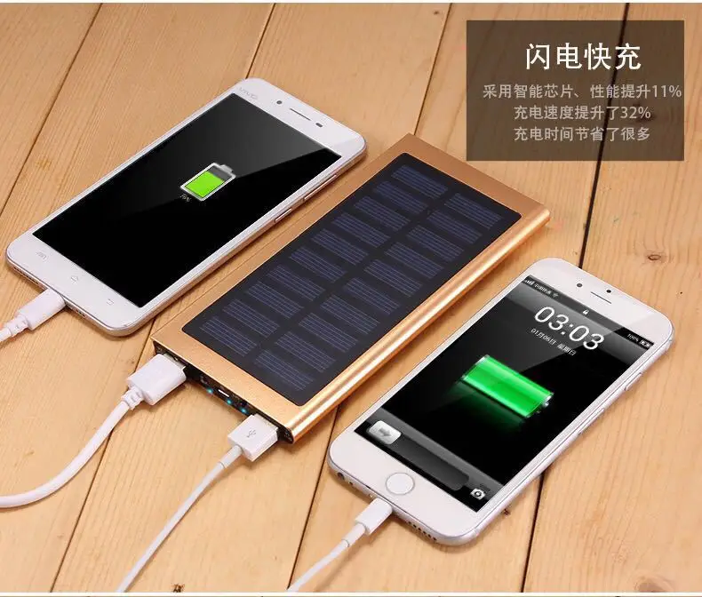 Solar Power Bank 20000mAh Double USB Solar charger External Battery Portable Charger Bateria Externa Pack for smart phone