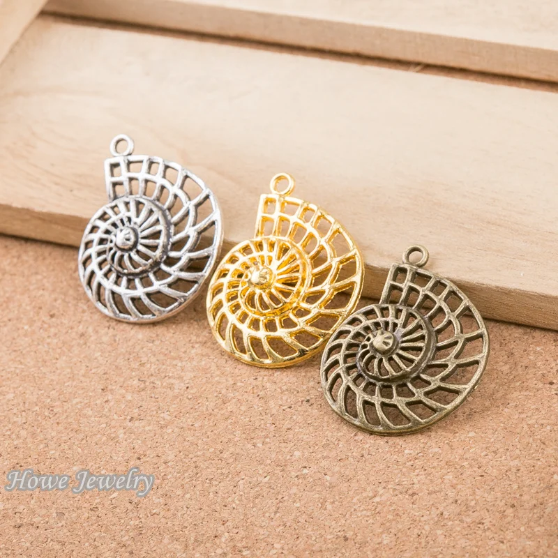 

6pcs vintage hollow shell conch sea charms Pendant diy earring fit bracelet D098