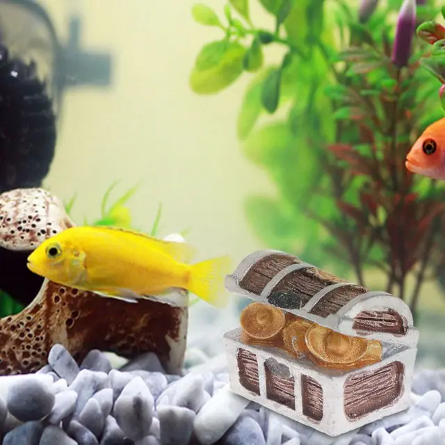 Aquarium Treasure Chest Box Antique Fish Tank Decoration Landscape