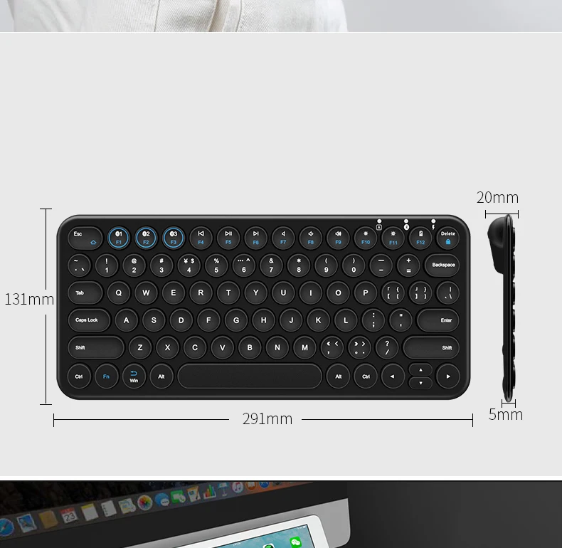 B.O.W многофункциональная bluetooth-клавиатура-Совместимость с Windows, Mac, Android, iPad, iPhone, Apple tv-простое переключение до 3 устройств