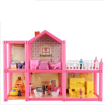 

New DIY Family Doll House Dolls Accessories Toy With Miniature Furniture Garage DIY Doll House Toys For Girls Birthday Gifts
