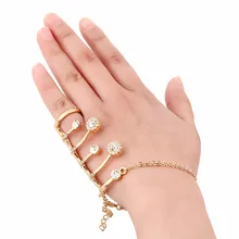 Luxurious Czech Rhinestone Crystal Bridal Bracelets & Bangles With Flower Ring Wedding Jewelry Accessory Handlet Aneis Feminino