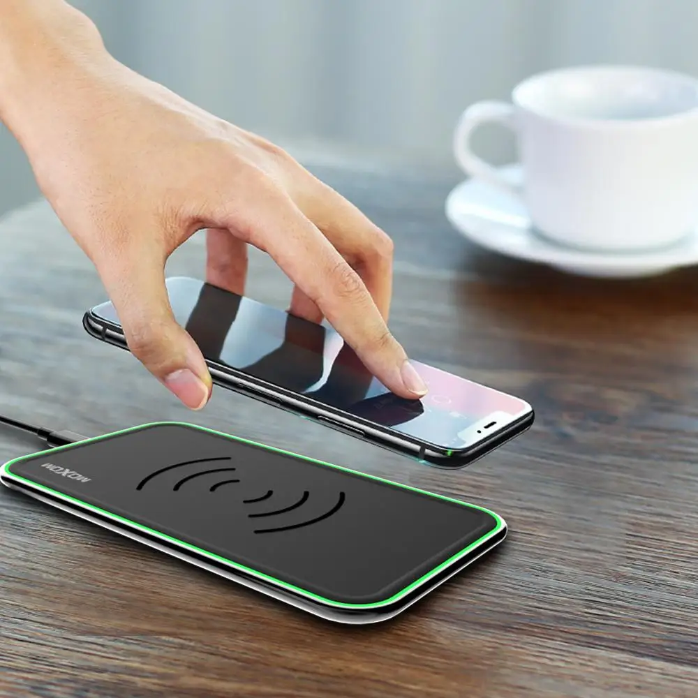 Беспроводное зарядное устройство MOXOM Qi для iPhone X Xs MAX XR 8 plus быстрая зарядка Samsung S8 S9