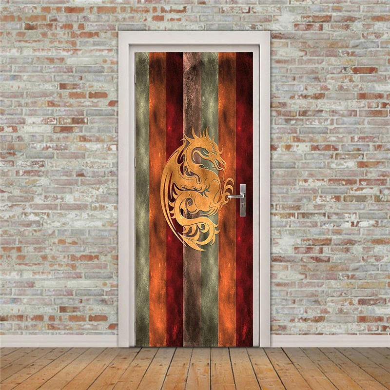 Free shipping 3D dragon version Door Wall Stickers DIY Mural Bedroom
