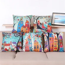 Maiyubo retro European Building Style Cushion Cover decorative pillows housse de coussin Linen Pillow Cover PC109