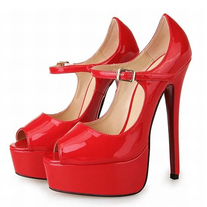 size 40 48 hot 2016 open toe high heels sexy peep toe buckle pumps high platform