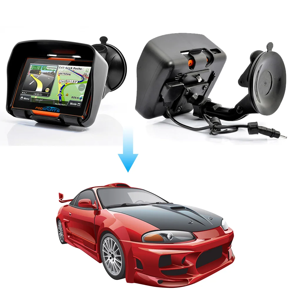 Fodsports 4 3 дюймовый IPX7 водонепроницаемый мото GPS навигатор FM 8 Гб 256 ОЗУ Bluetooth