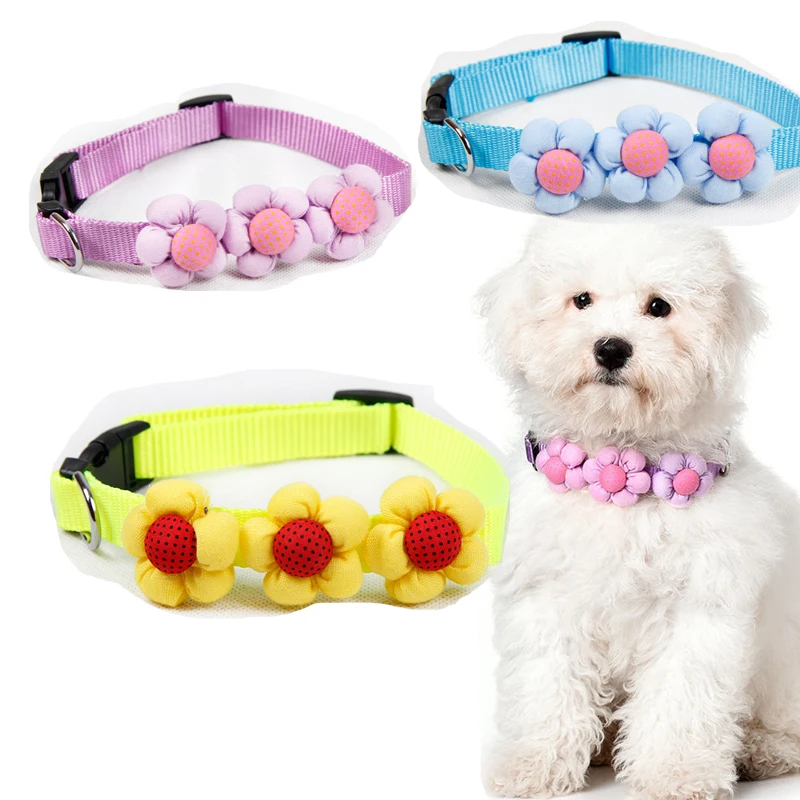 Hot Nylon Pet dog Collar Cartoon Flower Collars for Dogs Pet Supplies