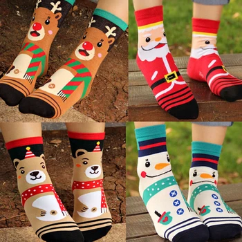 

LNRRABC Fashion Casual Women Autumn Winter Christmas Socks Santa Claus Cotton Girls Cartoon Funny Socks Calcetines Gift