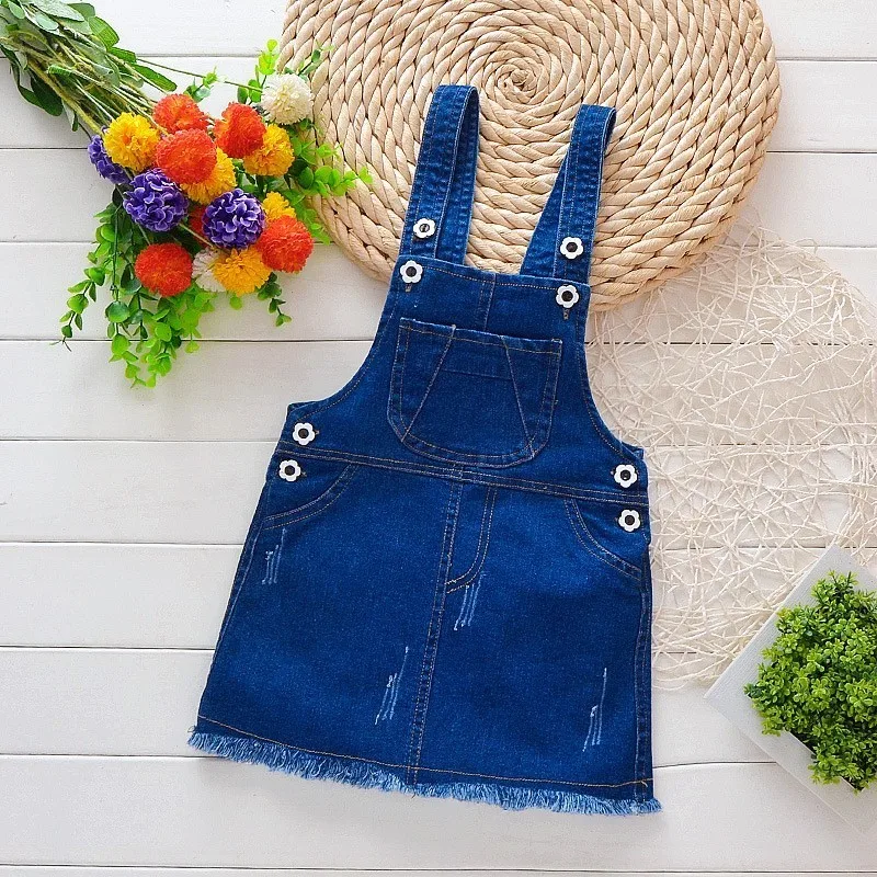 Платье для малышей летние джинсы для девочек детские ковбойские платья цельнокроеная детская одежда для маленьких девочек одежда для маленьких детей - Цвет: as the picture