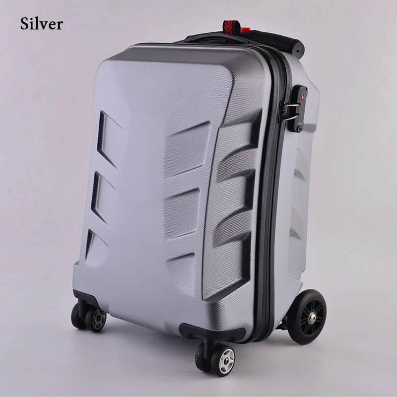 Дизайн 21 дюймов TSA замок сумка в виде скутера Алюминиевый Чемодан с колеса скейтборда прокатки багаж Дорожный чемодан-тележка