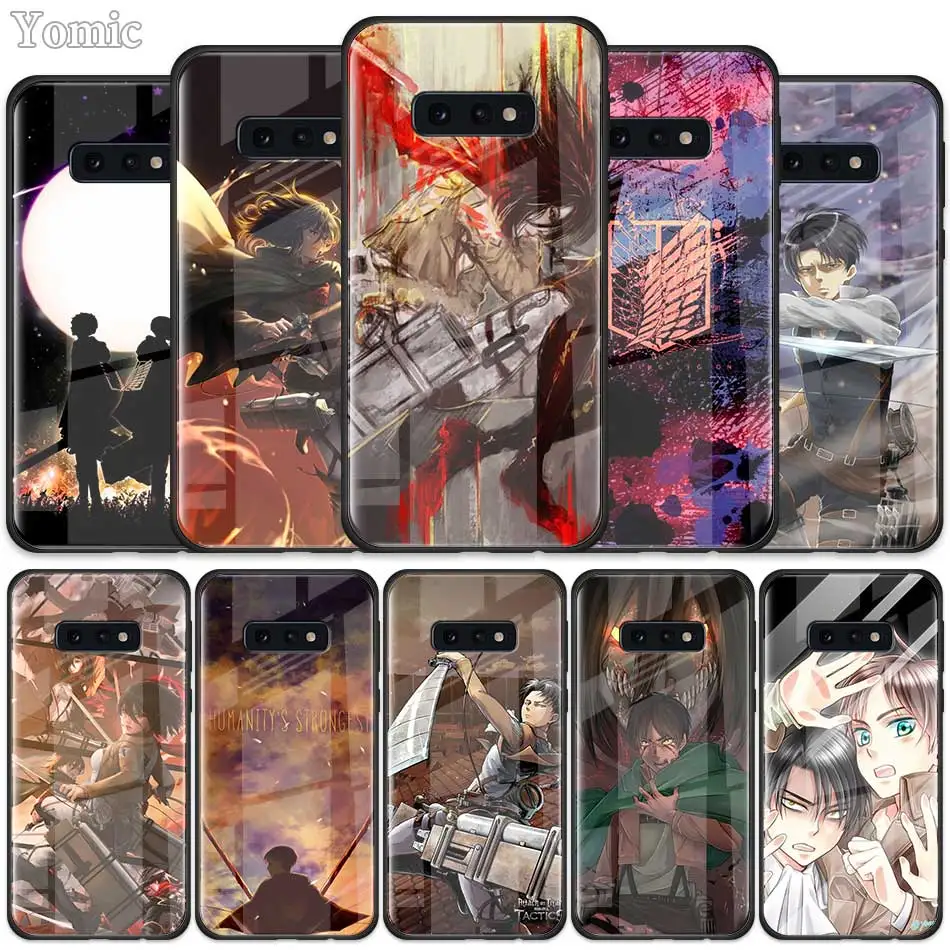 

Attack on Titan 4 Tempered Glass Case for Samsung Galaxy S10 S10e S9 S8 S10 Plus Note 9 A50 A30 Phone Cases Cover Coque