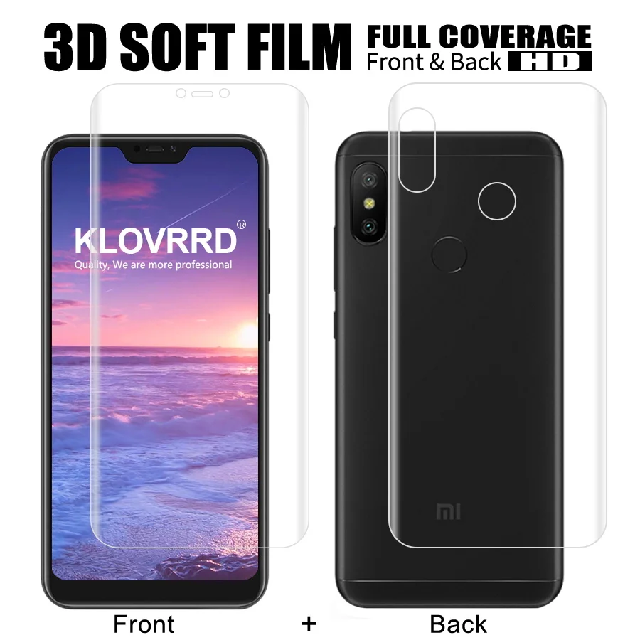 

Front + Back Soft Film For Xiaomi Mi A2 Lite Screen Full Cover Protector For Redmi 6 Pro 6A S2 Y2 Silicone Hydrogel Sticker
