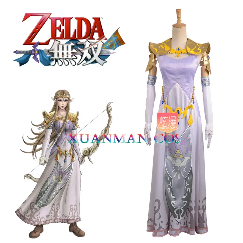 

Princess Zelda Cosplay Costume Mobil Games The Legend of Zelda:Twilight Princess Lavender Embroidery Floor Length Dress W0941