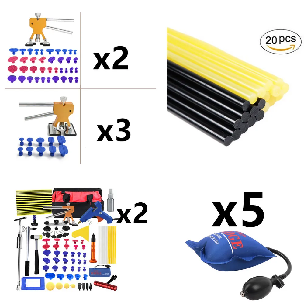 

furuix PDR Tools Car Dent Repair Tool Dent Removal Dent Puller Tabs pump wedge glue sticks with Glue Tabs suction cup
