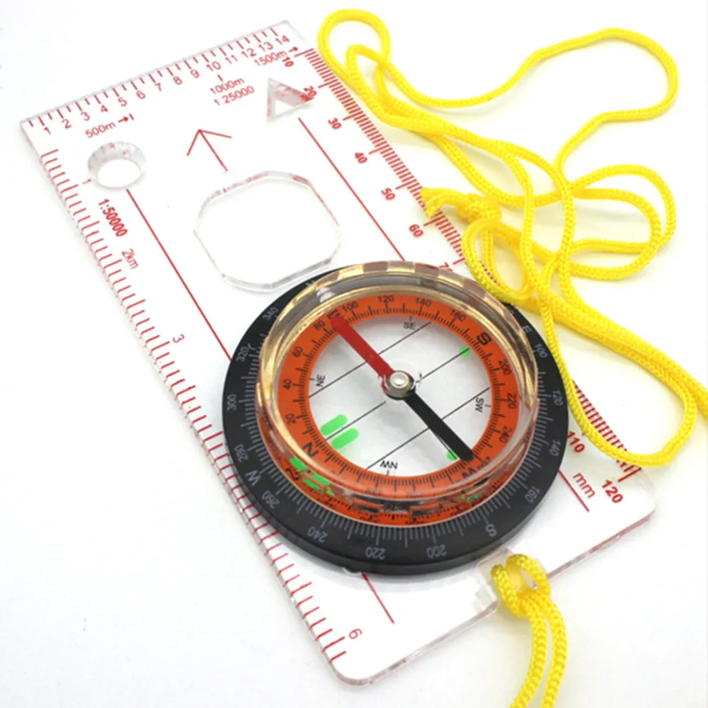 

Multifunction Portable Camping Directional Cross-country Hiking Compass Baseplate Ruler Map Scale Outdoor Sports Equipments