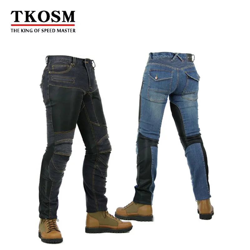 

TKOSM Men Motorcycle Pants PK719 Downhill Race Motocross Pants for Motorcycle Moto Jeans with Knee Pad Pants Off Road Motocross